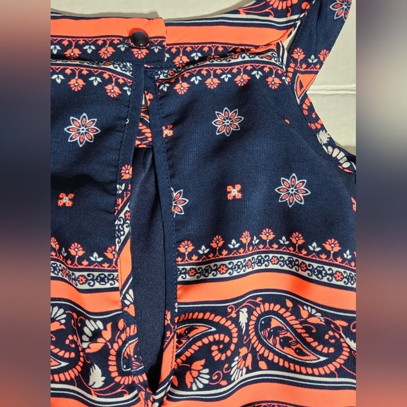 My Michelle Girls Blue Floral/Paisley Romper Size Medium - Picture 5 of 8